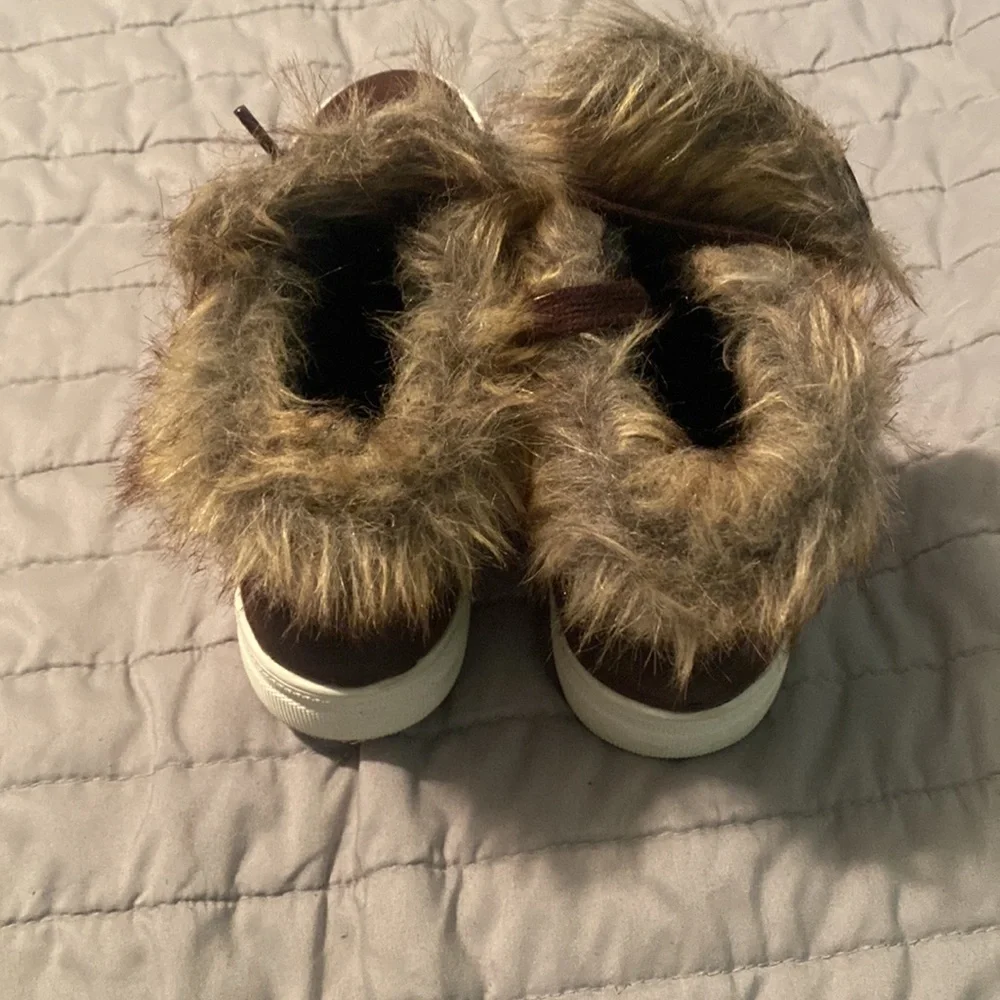 Soda Brown Platform Sneakers with Faux Fur